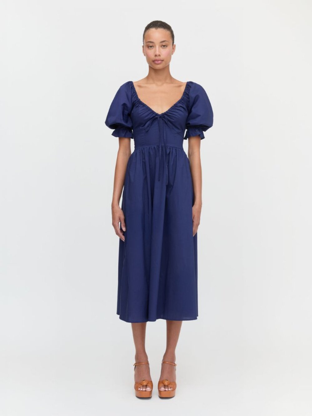 Hill House Navy Puff Sleeve The Ophelia Midi Dress Size XL
